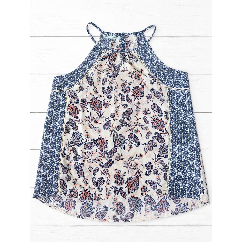 Maurices Womens‎ Medium Blue Paisley Halter Top Medium Boho Peasant Paisley
